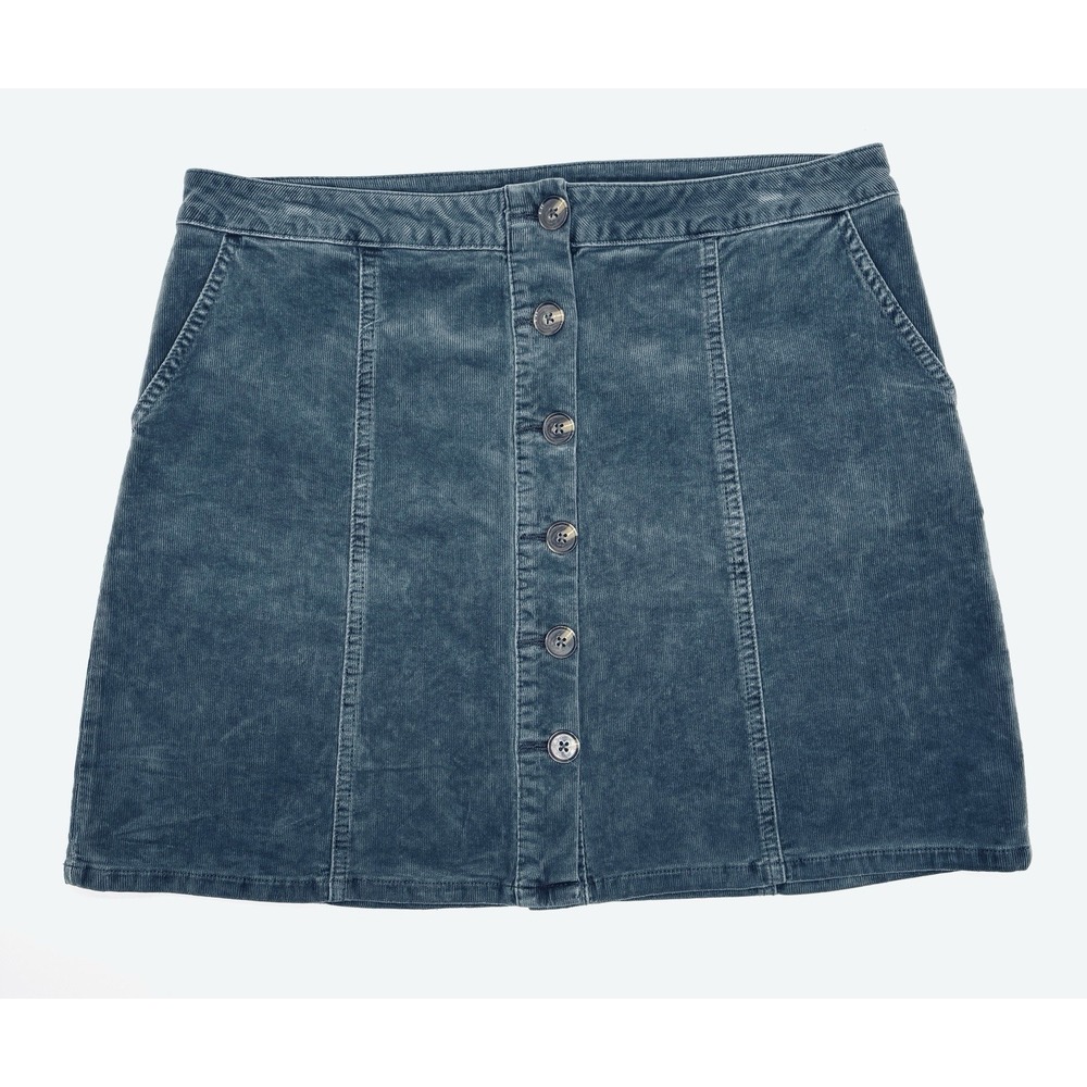 Maurices High Rise Corduroy Button Front Charcoal Sage Mini Skirt Gray Size 14
